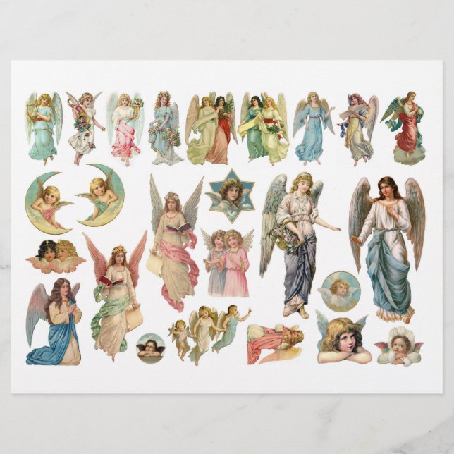 Lindas Ilustrações de Anjo de Sucatas Vitorianas (Frente)