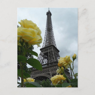 Lindas Rosas Amarelas da Torre Eiffel Cartão Posta