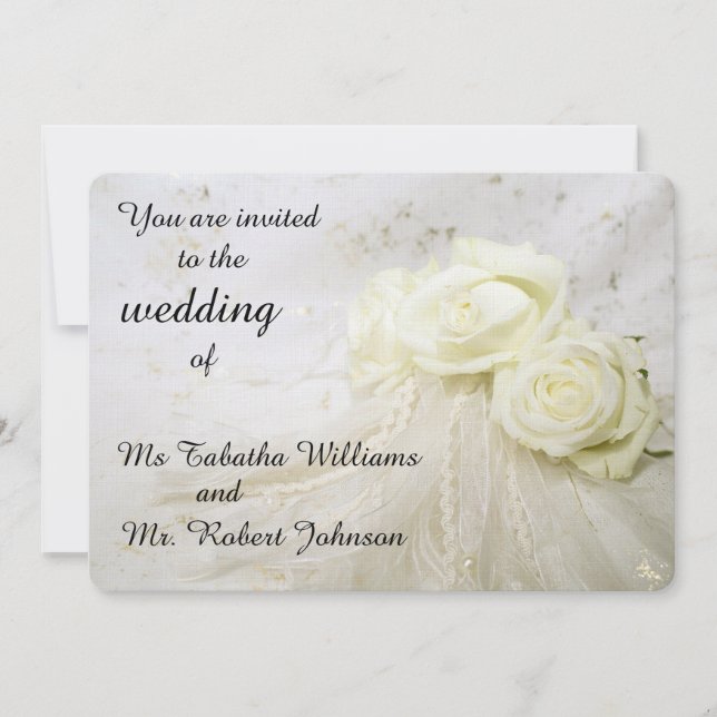 Lindas Rosas Brancas Convite para Casamento (Frente)