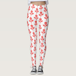 Lindas Rosas Cor-de-Rosa Leggings da Moda