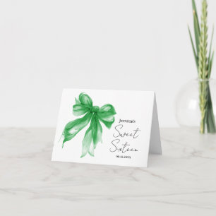 Lindo Agradecimento Sweet 16 Coquette Green Bow Sc