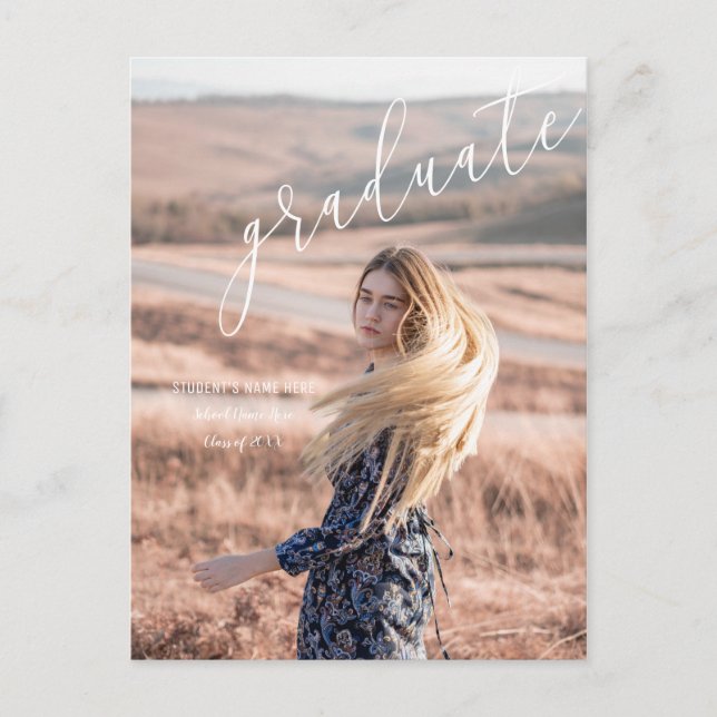 Lindo Anúncio de Graduação de Fotos de Script (Frente)