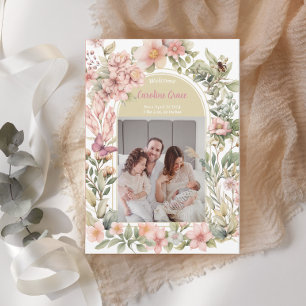 Lindo Anúncio de Nascimento de Primavera de Flor S