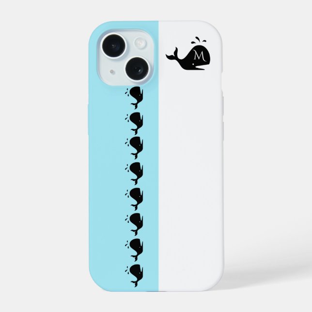 Lindo Baleia Preta Branco e Azul Personalizado Ini (Verso)
