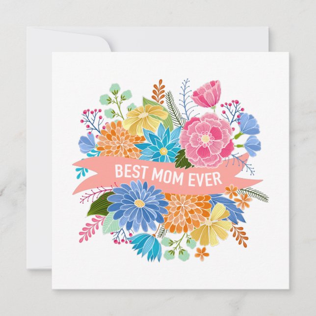 Lindo Buquê de Flores Florais Cartão de Aniversári (Frente)