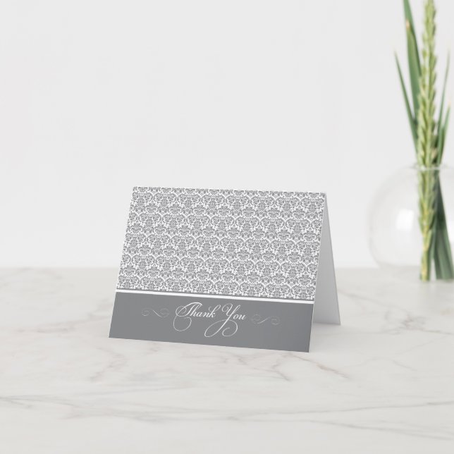 Lindo Cartão de Agradecimento com Foto em Damask ( (Frente)