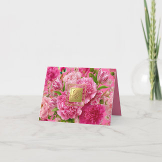 Lindo Cartão de Agradecimento com Monograma Floral