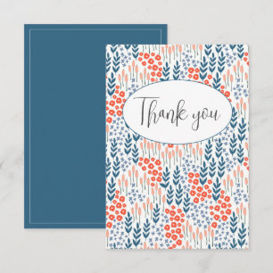 Lindo Cartão de Agradecimento Floral Azul Plano