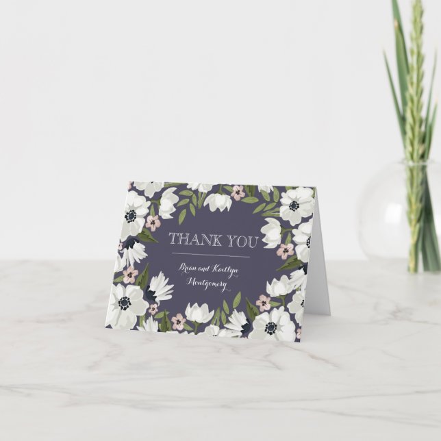 Lindo cartão de agradecimento floral - roxo (Frente)