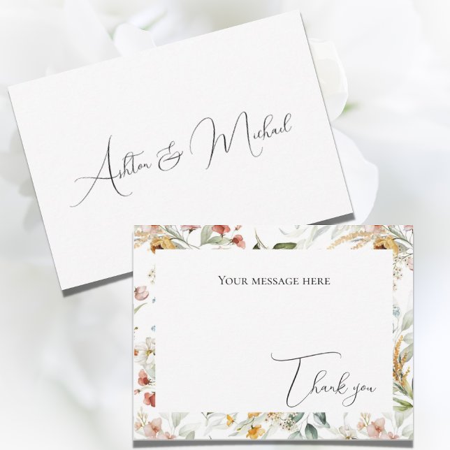 Lindo cartão de agradecimento simples com floral e (Criador carregado)