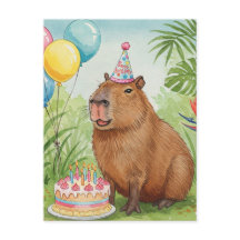Lindo cartão de aniversário do capivara