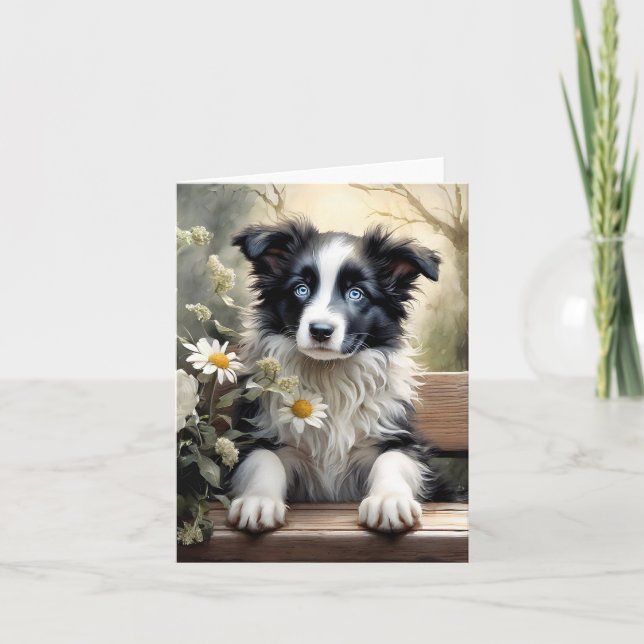 Lindo cartão de Natal de cachorro Border Collie co (Frente)