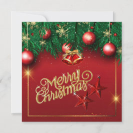 Lindo cartão de Natal vermelho dourado