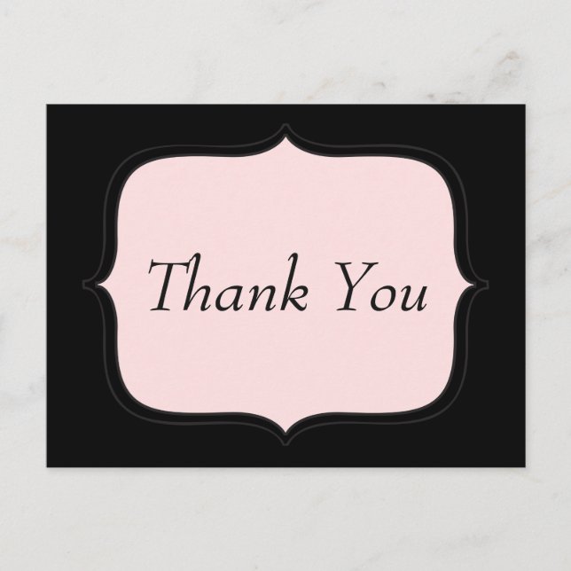 Lindo Cartão de Obrigado Rosa e Preto (Frente)