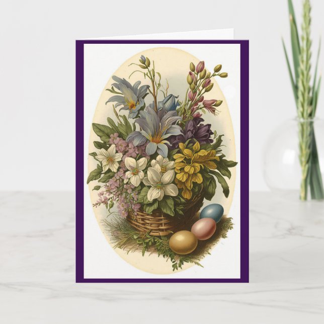 Lindo cartão de Páscoa com flores (Frente)