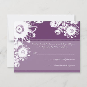 Lindo Cartão de RSVP de Casamento Floral Roxo Vint