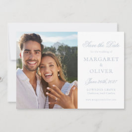 Lindo Cartão de Salvar a Data de Casamento em Azul