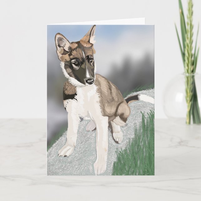 Lindo cartão de saudação em branco de cachorrinho  (Frente)