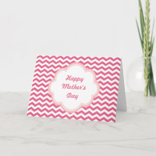 Lindo cartão do dia das mães com chevron rosa