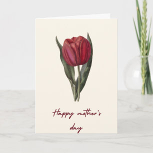Lindo cartão do Dia das Mães com tulipa vermelha