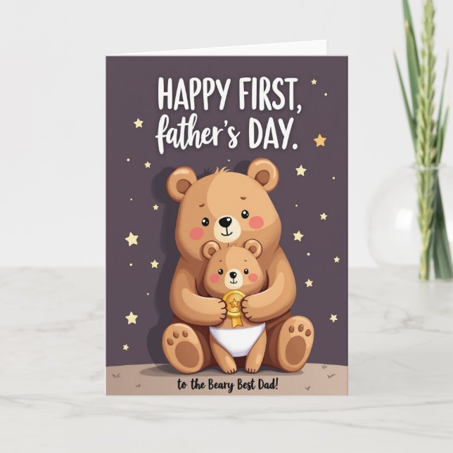 Lindo cartão do Dia dos Pais com urso (Frente)