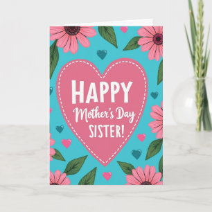 Lindo Cartão Floral de Coração para Mãe