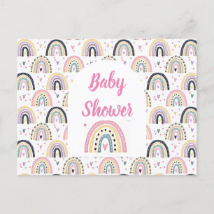 Lindo cartão postal de chá de bebê com arco-íris p