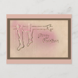 Lindo cartão postal de Natal vintage rosa hortelã