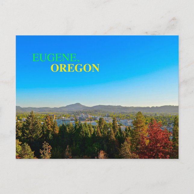 Lindo cartão postal panorâmico de Eugene, Oregon! (Frente)