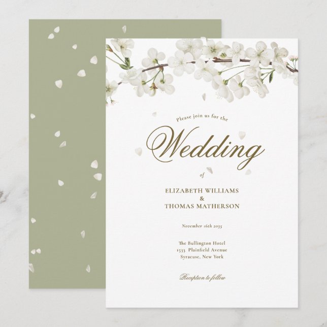 Lindo Convite de Noivado Floral Branco (Frente/Verso)