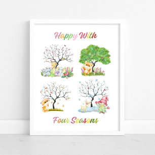 Lindo Feliz com Poster de Berçário de Bebê das Qua
