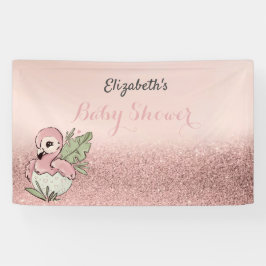 Lindo Flamingo Bebê Brilho Dourado Rosa
