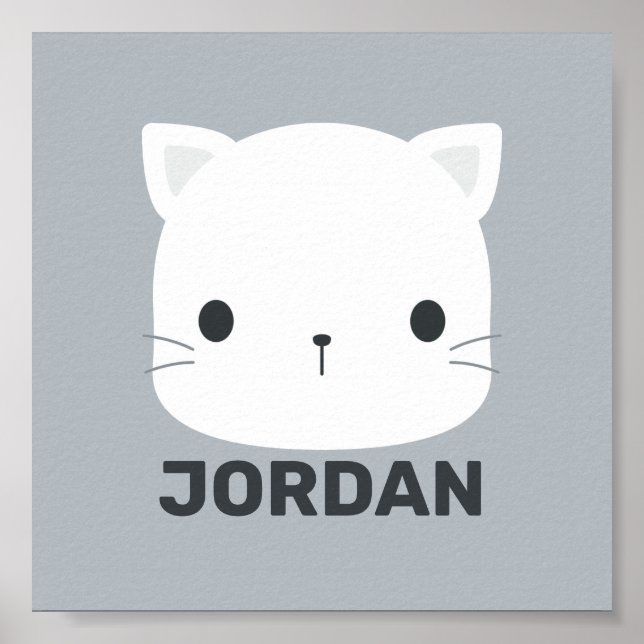 Lindo Gatinho com Poster de Nome Personalizado (Frente)