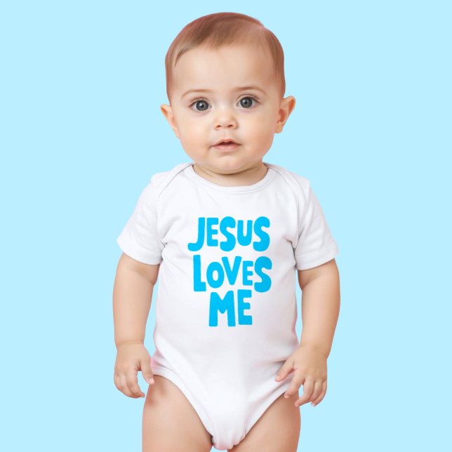 Lindo "Jesus Me Ama" em Azul para body de bebê (Criador carregado)