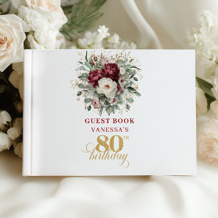 Lindo Livro de Visitas de Aniversário de 80 Anos F