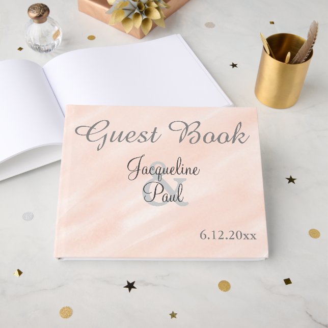 Lindo Livro de Visitas de Casamento com Tom de Ros (Frente aberta)