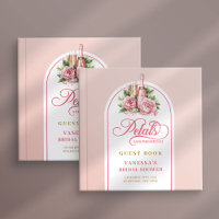 Lindo livro de visitas prosecco com pétalas rosada