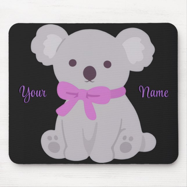 Lindo Mousepad Personalizado de Koala Sentado Roxo (Frente)