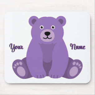 Lindo Mousepad Personalizado de Urso Roxo Fofo Kaw