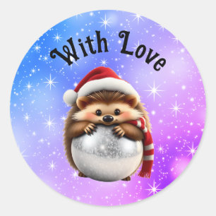 Lindo ouriço abracando Bola de Natal Adesivo Redon