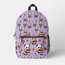 Lindo padrão de escola de maçã de panda roxo