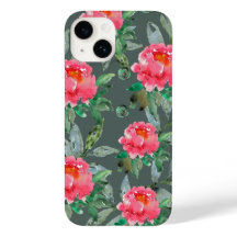 Lindo padrão floral de peônias cor-de-rosa em aqua