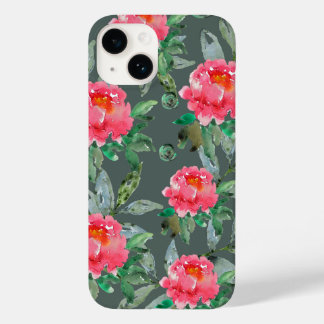 Lindo padrão floral de peônias cor-de-rosa em aqua