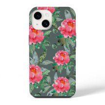 Lindo padrão floral de peônias cor-de-rosa em aqua