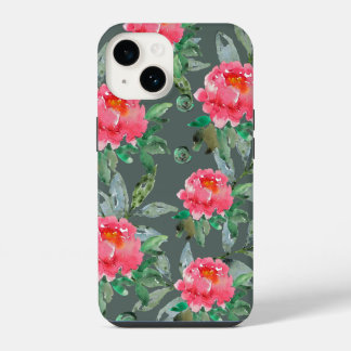 Lindo padrão floral de peônias cor-de-rosa em aqua