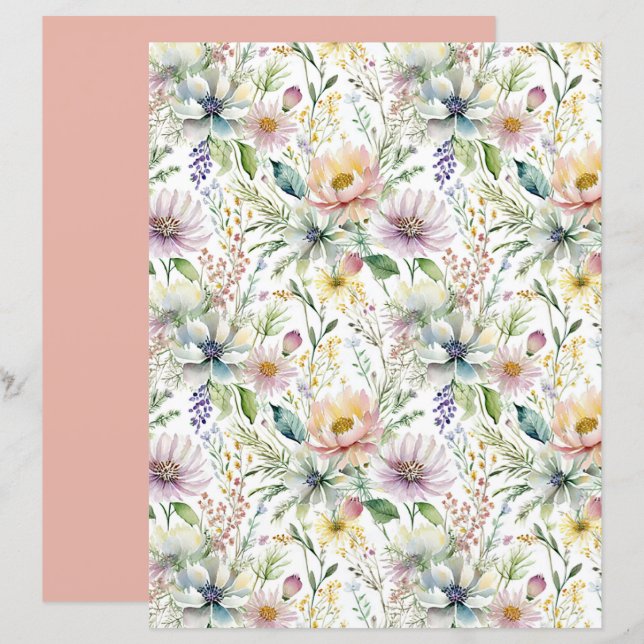 Lindo padrão floral pastel (Frente/Verso)