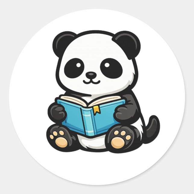 Lindo Panda de Leitura Kawaii Adesivo (Frente)