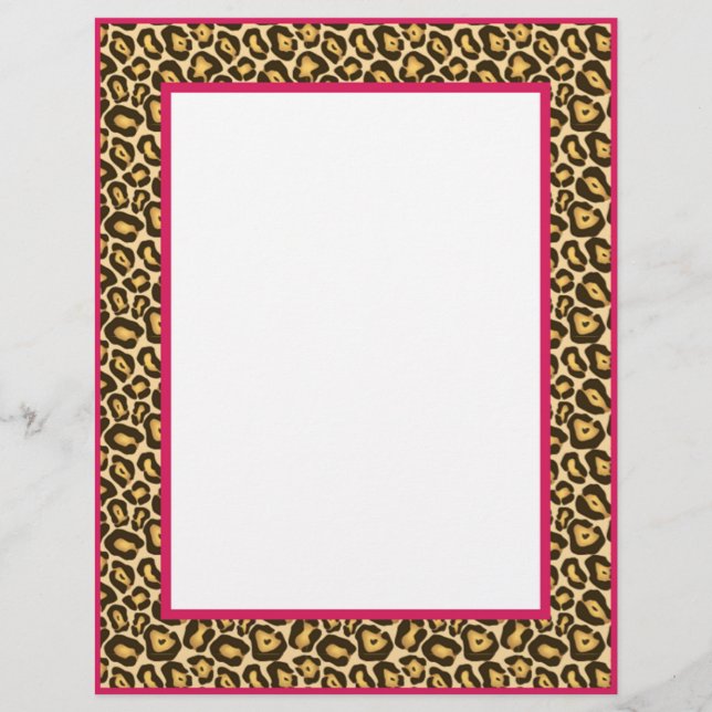 Lindo Papel de Carta de Impressão Leopardo - Rosa (Frente)
