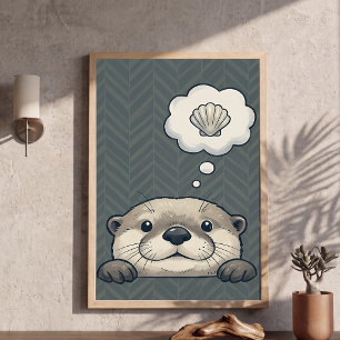 Lindo Poster de Arte de Berçário de Lontra Sonhand