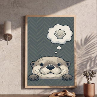 Lindo Poster de Arte de Berçário de Lontra Sonhand